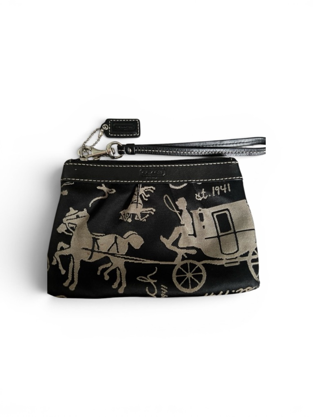 Vintage Coach Horse & Carriage Wristlet Wallet Pouch Stagecoach Y2K
